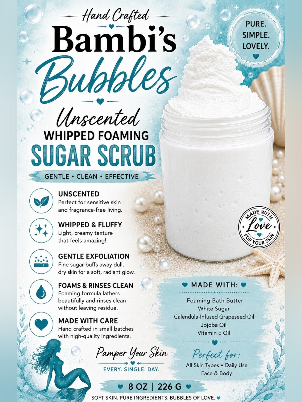 New! Bambi’s Bubbles Whipped Sugar Scrub 8oz - Picture 2 of 12